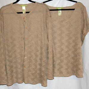Sigrid Olsen ~ 2 Piece Tan Jacket & Shell Set ~ XL